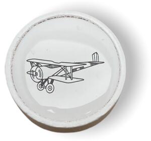 In-Design Nábytková knopka Nero bílá, motiv letadlo V33