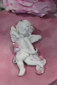 Bílý závěsný relief andílka 11cm