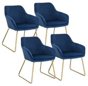 Jídelní židle – sada 4 kusů – sametové potahy – pohodlné židle – kovové nožky – ergonomický design