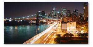 Moderní skleněný obraz z fotografie New York noc osh-26643680
