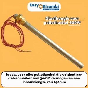 Bug pro peletní sporák 300 W, průměr 9,9 mm a délka 140 mm celkem (150 mm) závitu 3/8 palců, odolnost pro rychlé vytápění, náhrada pro modely