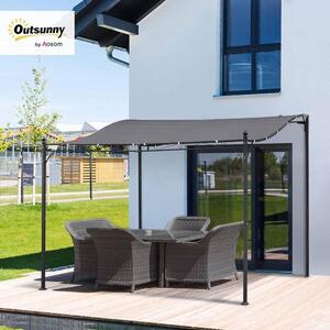 Pergola, krytá konstrukce pro terasu – zahradní altán s obloukovou střechou – 297x297 cm – šedá ocel