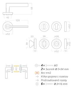 AC-T SERVIS Dveřní klika DRESDEN nerez - kulatá rozeta Mechanizmus rozety: Kovová konstrukce, Provedení kliky: vč. rozety WC