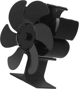 Ventilátor do kamna s 6 lopatkami, s automatickým spouštěním, odolný vůči vysokým teplotám a energeticky úsporný, vhodný pro dřevo, plyn a pelety, černý