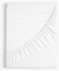 Goldea bavlněné napínací prostěradlo - šedé puntíky na bílém 90 x 200 cm