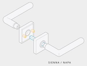 AC-T SERVIS Dveřní klika NAPA chrom/matný nikl - hranatá rozeta Mechanizmus rozety: Plastová konstrukce, Provedení kliky: vč. rozety WC