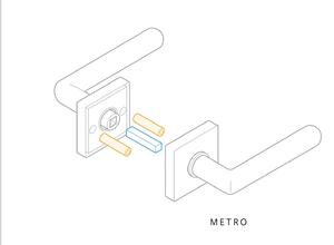 AC-T SERVIS Dveřní klika METRO nerez - hranatá rozeta Mechanizmus rozety: Kovová konstrukce, Provedení kliky: vč. rozety WC
