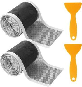 Sítko do odtoku sprchy, 10 cm x 10 m, sítko do sprchy, filtr na vlasy v odtoku, síťovina, samolepicí sítko s plastovou stěrkou pro sprchový žlab, koupelna, vana, balkon, vany, 2 kusy