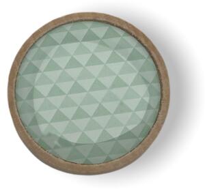 In-Design Nábytková knopka Arlo buk/zelené trojúhelníky V28