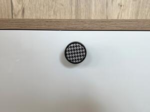In-Design Nábytková knopka Bianco černá, motiv houndstooth V97