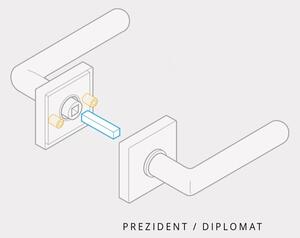 AC-T SERVIS Dveřní klika DIPLOMAT nerez - rozetová Mechanizmus rozety: Kovová konstrukce, Provedení kliky: vč. rozety WC