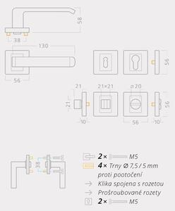 AC-T SERVIS Dveřní klika DIPLOMAT nerez - rozetová Mechanizmus rozety: Kovová konstrukce, Provedení kliky: vč. rozety WC