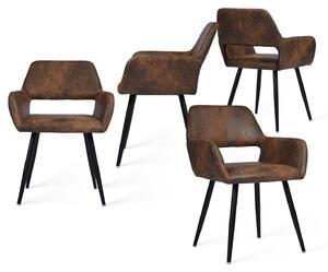 Jídelní židle – Židle s područkami – Designová židle – Kuchyňská židle – Skandinávská židle – Hnědá – 56x56x78 cm