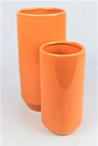 Oranžová keramická kulatá váza 20cm