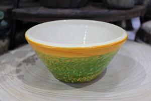 Zeleně oranžová keramická miska vzorovaná 16cm