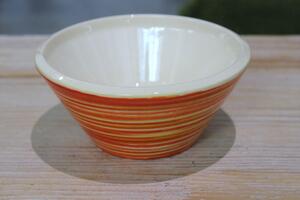 Oranžová pruhovaná keramická miska 16cm