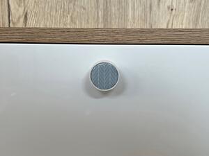 In-Design Nábytková knopka Nero bílá, motiv jedle/modrá V21