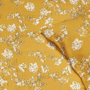 Goldea flanelové ložní povlečení - lilie na hořčicovém 140 x 200 a 70 x 90 cm