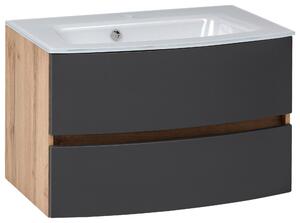 SKŘÍŇKA S UMYVADLEM, šedá, barvy dubu, 80 cm Held - Koupelnové série, Online Only