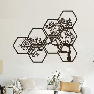 Dřevěný strom na zeď HEXAGON Zvolte barvu dekoru: Wenge | Rozměry (cm): 60x48