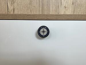 In-Design Nábytková knopka Bianco černá, motiv kompas V60