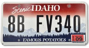 Americká SPZ Idaho Potato - flat