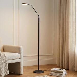 Lindby LED stojací lampa Elvyn, černá, nastavitelná, stmívatelný, Černá, Obývací pokoj / jídelna, kov, Moderní