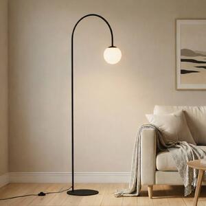 Domiluce Stojací lampa Nova, sklo/kov, černá/bílá, výška 155 cm, Černá, Obývací pokoj / jídelna, kov, Moderní, oblouková lampa