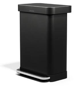 Pedálový odpadkový koš Simplehuman – 55 l, matná černá ocel, kapsa na sáčky