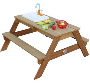 Multifunkční piknikový stůl s lavičkou, umyvadlem a košíčkem zeleniny Axi
