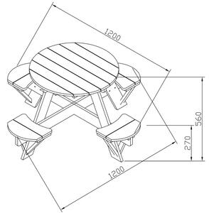Dřevěný piknikový stůl s posezením Axi