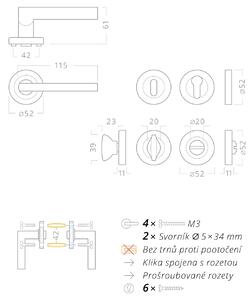 AC-T SERVIS Dveřní klika LEIPZIG bronz - kulatá rozeta Mechanizmus rozety: Kovová konstrukce, Provedení kliky: vč. rozety WC