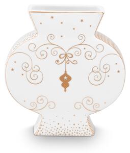 Pip Studio Royal Winter porcelánová váza 15,5x4,5x16,5 cm, bílá (Porcelánová váza)