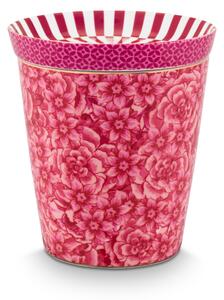 Pip Studio Royal Flower hrnek bez ucha s odkládacím táckem 230ml, růžový (hrnek bez ucha z tenkostěnného porcelánu)