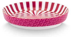 Pip Studio Royal Stripes hrnek bez ucha s odkládacím táckem 230ml, růžový (hrnek bez ucha z tenkostěnného porcelánu)