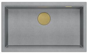 Quadron - Granitový dřez Logan 110 Grey Metallic Ocel HQD7644U5_BS_U