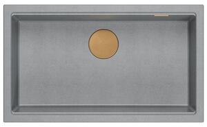 Quadron - Granitový dřez Logan 110 Grey Metallic Ocel HQD7644U5_BS_U
