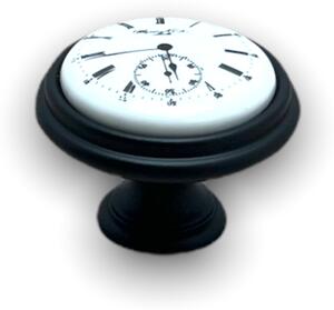 Giusti Nábytková knopka Clock černá/porcelán