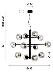 Ondaluce - Lustr na lanku ELISEO 12xE14/10W/230V pr. 97 cm zlatá/kouřová béžová