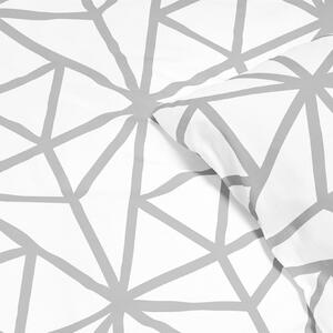 Goldea saténové ložní povlečení deluxe - šedé geometrické tvary na bílém 240 x 200 a 2ks 70 x 90 cm