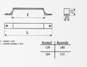 L-design Nábytková úchytka COLINO starostříbro Rozteč úchytky (mm): 128