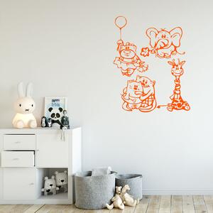 Živá Zeď Samolepka Veselá zvířátka Barva: oranžová, Velikost: 50 x 60 cm