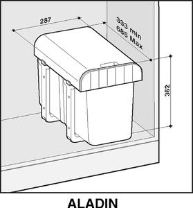 Vestavný odpadkový koš Sinks ALADIN 40 1x16 l