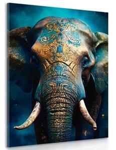 Obraz modro-zlatý slon - 80x120