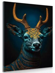 Obraz modro-zlatý jelen - 40x60