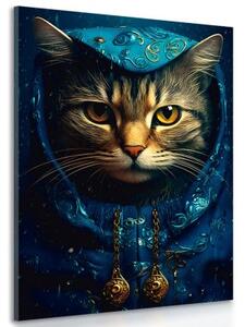 Obraz modro-zlatá kočka - 60x90