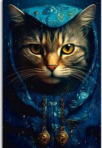 Obraz modro-zlatá kočka - 80x120