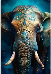 Obraz modro-zlatý slon - 60x90