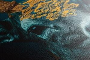 Obraz modro-zlatý jelen - 80x120