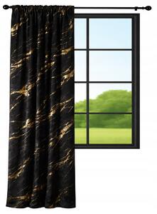 Hotový závěs NOW-ART velurový černý se zlatým vzorem 140x250 cm
